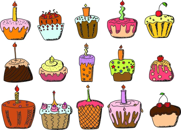 Set isolato di cupcake — Vettoriale Stock