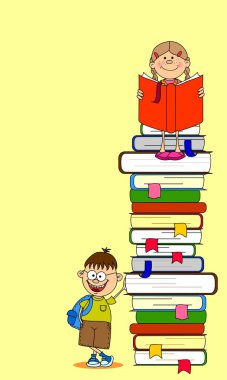 öğrenciler ve kitap bir vektör çizimi