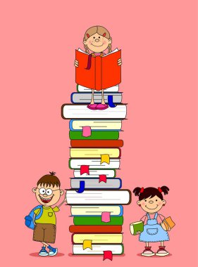 öğrenciler ve kitap bir vektör çizimi