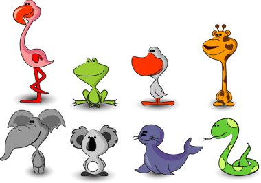 farklı sevimli hayvanlar vektör kümesi