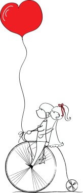 aşk erkek ve kız, bir vektör Bisiklet