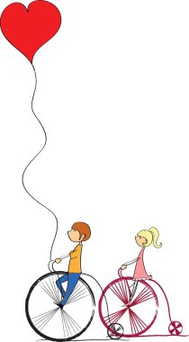 aşk erkek ve kız, bir vektör Bisiklet