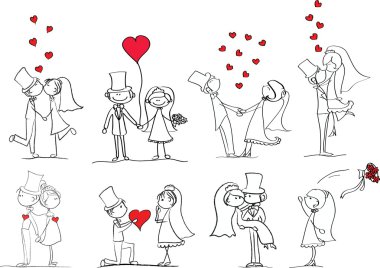 Wedding pictures, bride and groom clipart
