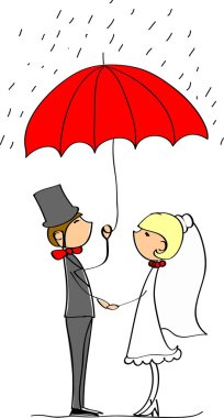 Düğün resim, gelin ve damat aşk, vektör