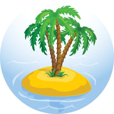 Vector tropical palm trees in the ocean clipart