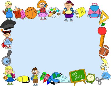 şirin bilirler ve kız öğrenciler, okul elemanları, çerçeve