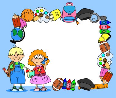 şirin bilirler ve kız öğrenciler, okul elemanları, çerçeve