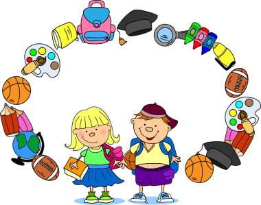 şirin bilirler ve kız öğrenciler, okul elemanları, çerçeve