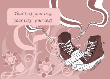 çiçek arka plan ile şık spor ayakkabı