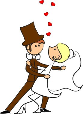 Düğün resimleri, gelin ve damat, vektör kümesi