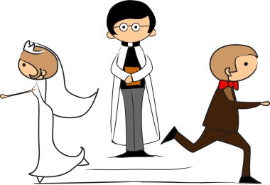 Düğün resim, gelin ve damat aşk, vektör