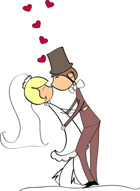 Düğün karikatür gelin ve damat