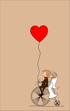 Düğün resim, gelin ve damat aşk, vektör