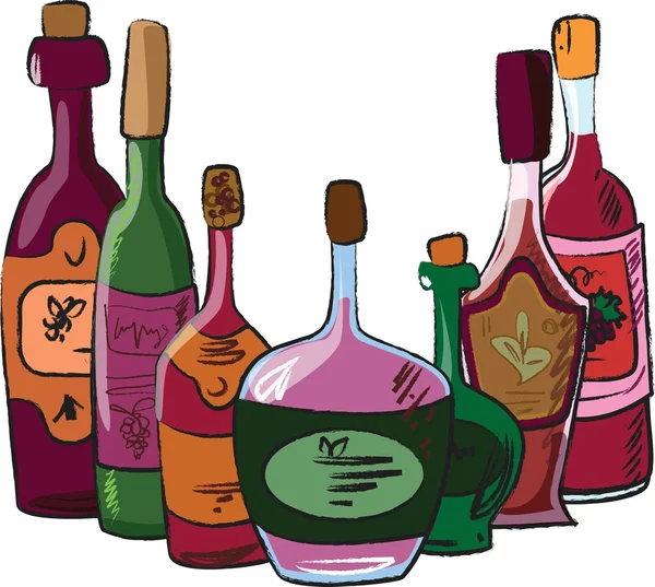 Colección vectorial de botellas de vino — Archivo Imágenes Vectoriales