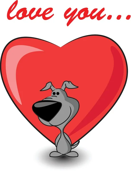 Roztomilé štěně drží srdce — Stockový vektor