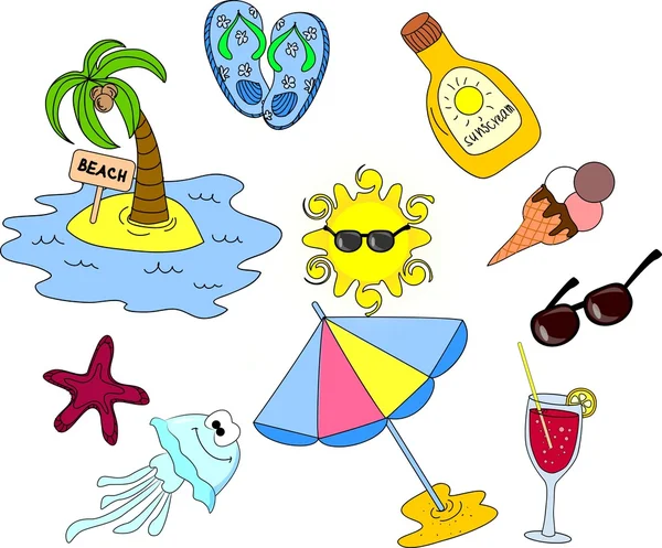 Beach icon set — Stock Vector