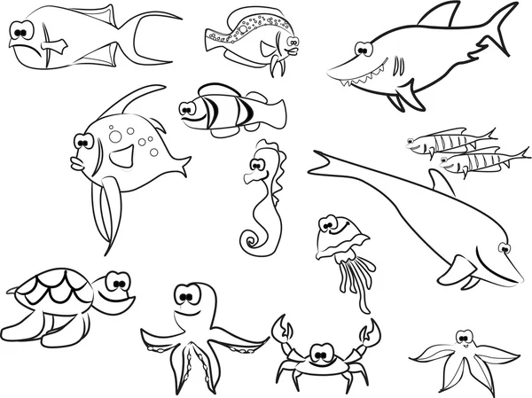 额外大集海洋鱼类 — 图库矢量图片