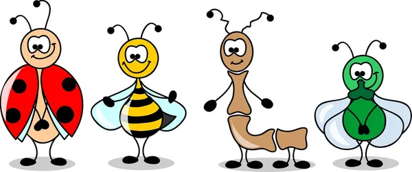 Jeu de dessin animé de différents insectes — Image vectorielle