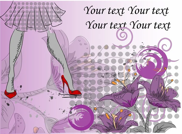 Женские ноги на цветочном абстрактном фоне — стоковый вектор