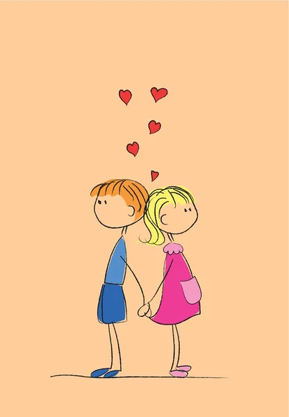 Love the girl and boy holding hands — Stock Vector