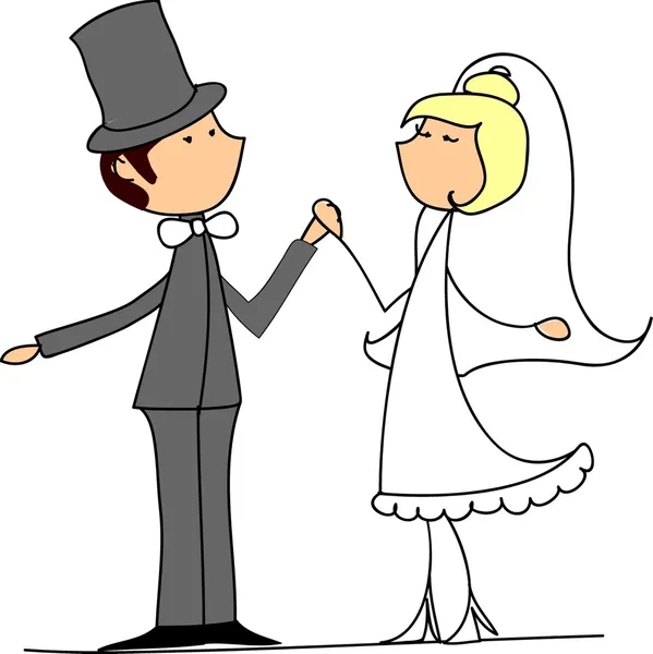 Boda de dibujos animados novia y novio — Vector de stock