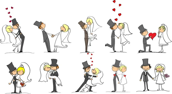 Düğün resimleri, gelin ve damat aşk, vektör kümesi