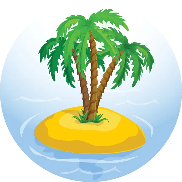 Vektor pohon palem tropis di laut - Stok Vektor