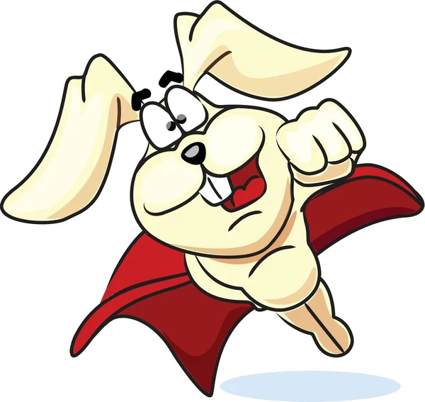 Super bunny flies in the red cloak — Stock Vector