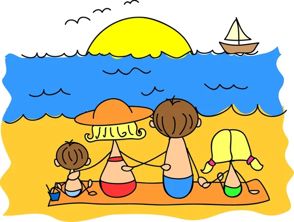 Childrens drawing families from the sea, the vector — Stock Vector