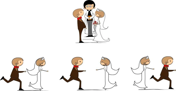 Set foto pernikahan, pengantin pria dan wanita jatuh cinta, vektor - Stok Vektor