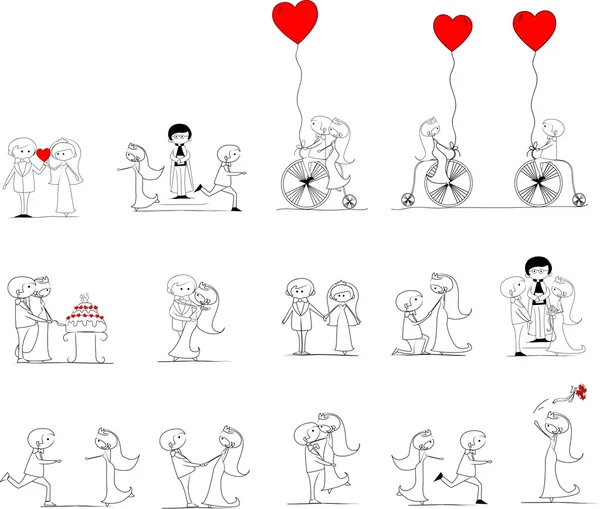 Cartoon bröllopsbilder — Stock vektor