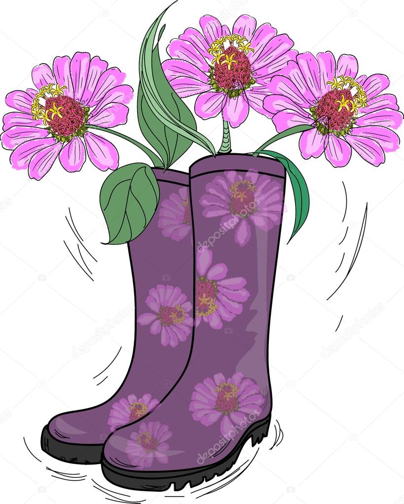 floral gumboots