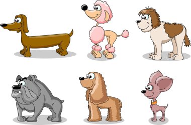 farklı cins köpekleri çizgi film