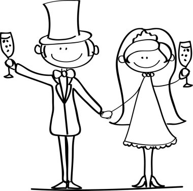 Düğün resimleri, gelin ve damat aşk, vektör