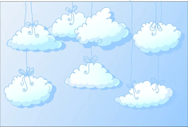 Векторные облака висят на ленте — стоковый вектор