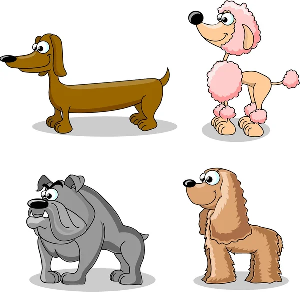 Set chiens de dessin animé de différentes races — Image vectorielle