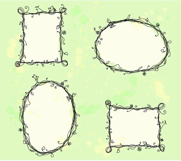Cadres floraux doodle — Image vectorielle