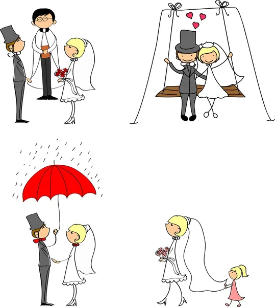 Photos de mariage de bande dessinée — Image vectorielle