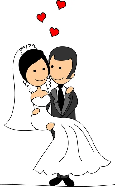 Imagen de la boda, novia y novio en el amor, el vector — Vector de stock