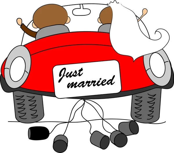 Älska den bruden och brudgummen lämna för smekmånad — Stock vektor