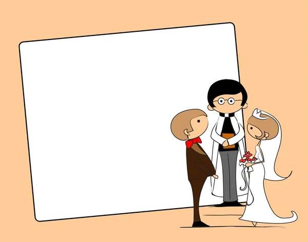 Hochzeit Cartoon Braut und Bräutigam — Stockvektor