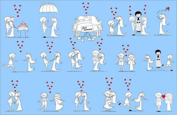 Cartone animato foto di nozze — Vettoriale Stock