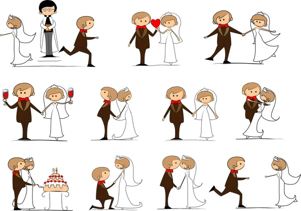 Cartoon wedding pictures — Stock Vector