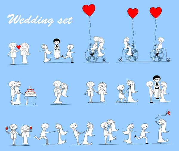 Cartoon wedding pictures — Stock Vector