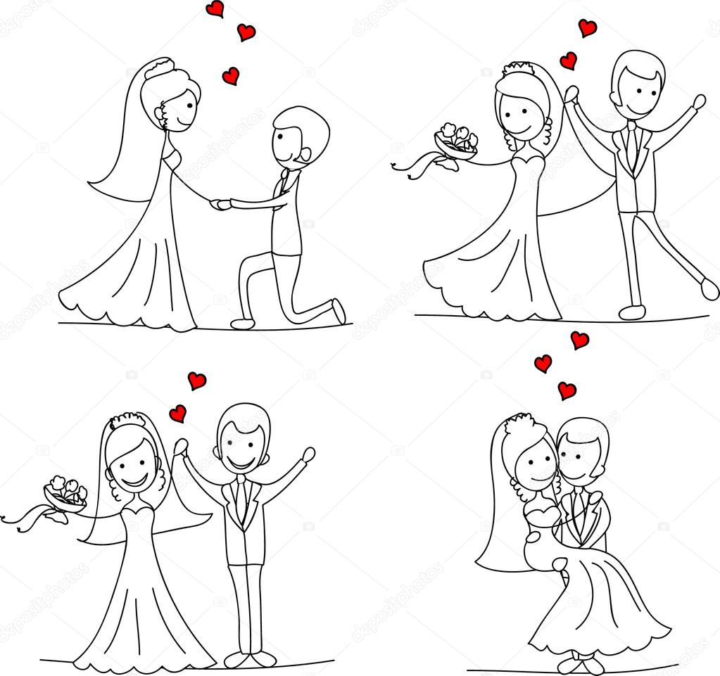 Pareja en dibujo imágenes de stock de arte vectorial | Depositphotos