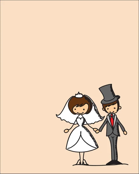 Mariage bande dessinée mariée et marié — Image vectorielle