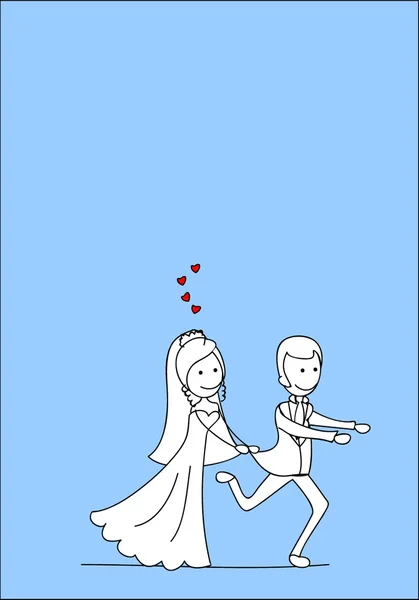 婚礼卡通新娘和新郎 — 图库矢量图片