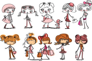 karikatür moda kızlar