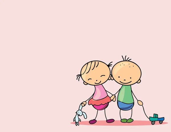 Enfants heureux mignons — Image vectorielle