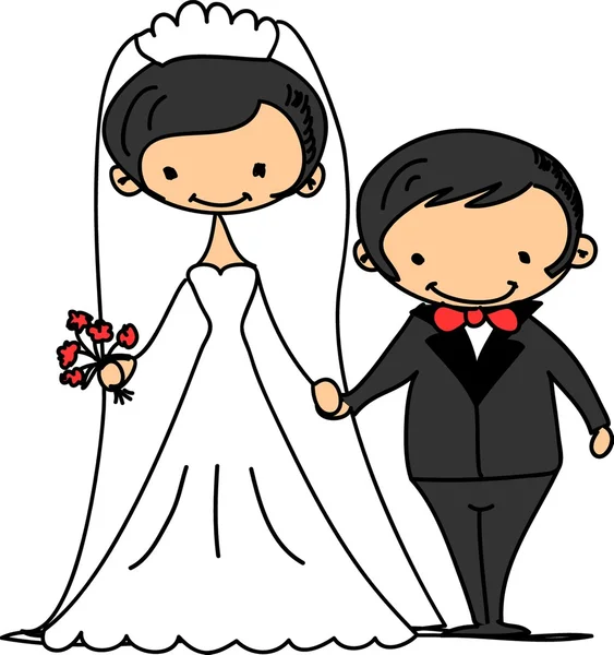 Boda imágenes, novia y novio en el amor, el vector — Archivo Imágenes Vectoriales